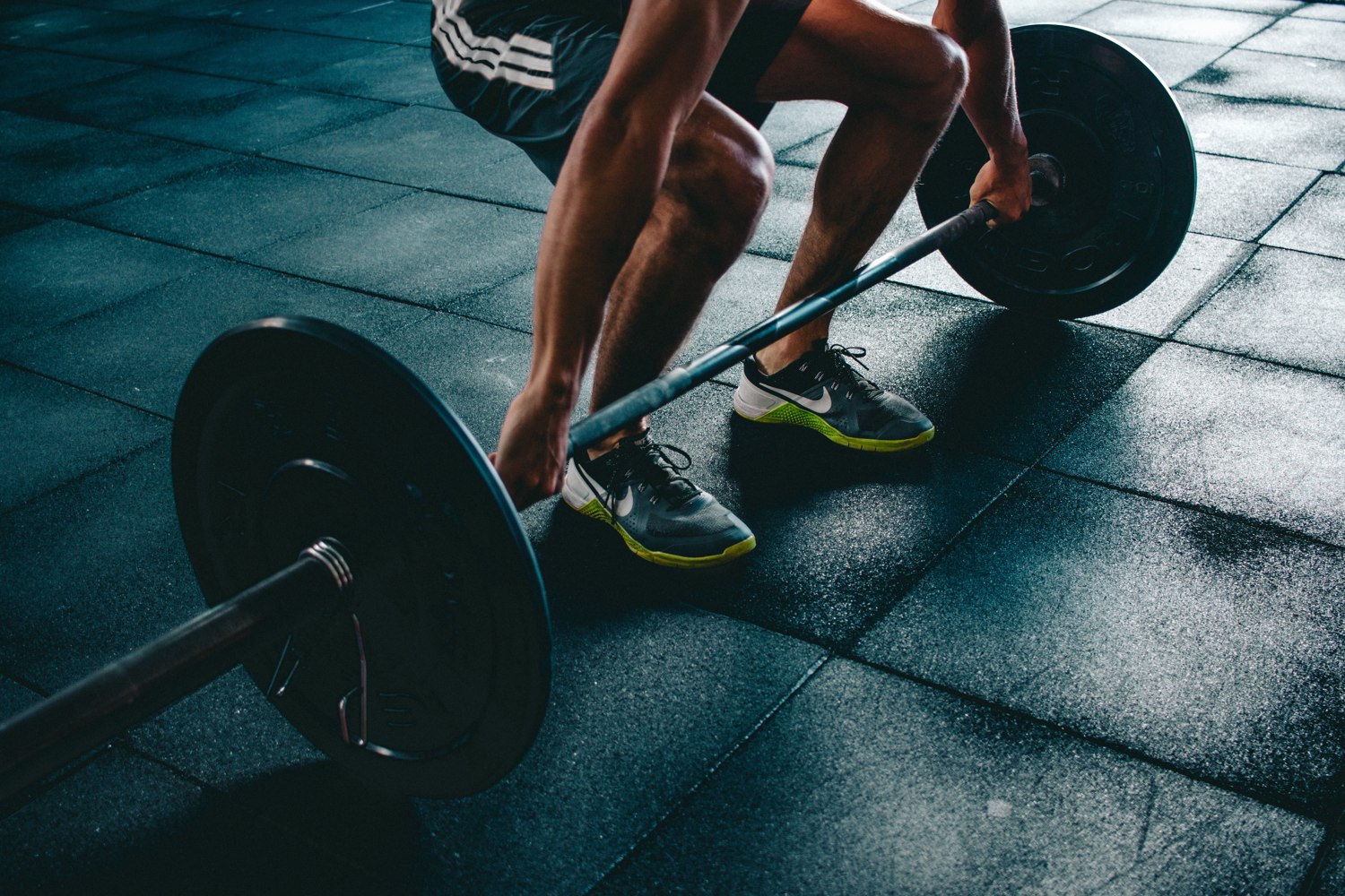 Weight training in a gym
